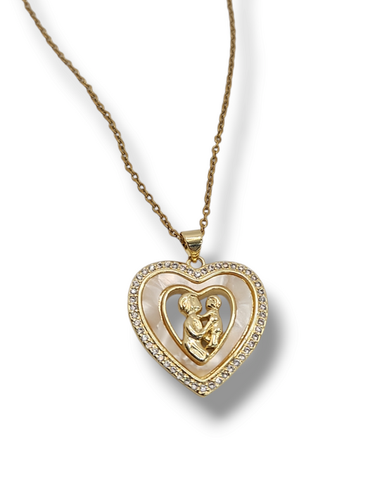 Heart mommy and me  shell  necklaces 18" chain