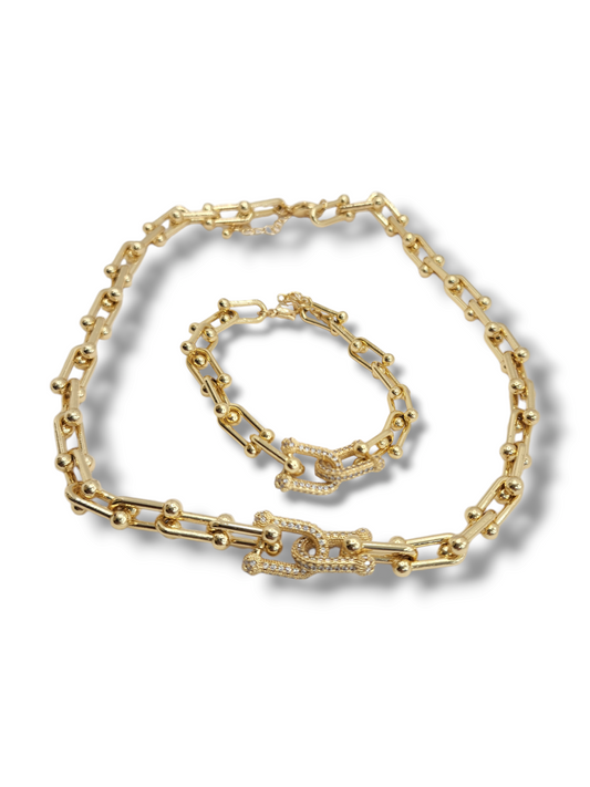 Set 18k Gold plated- rodhium lock with pave