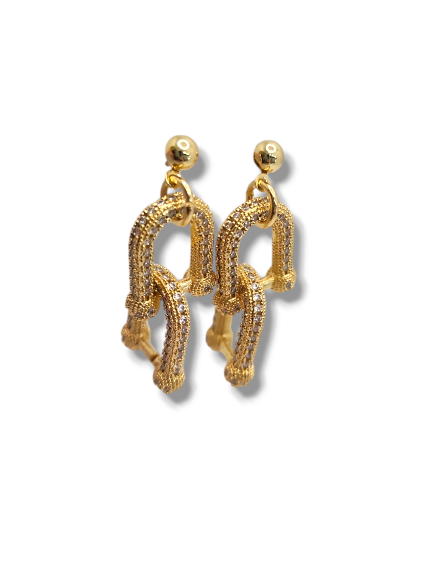 Lock full pave earrings 18k gold plated