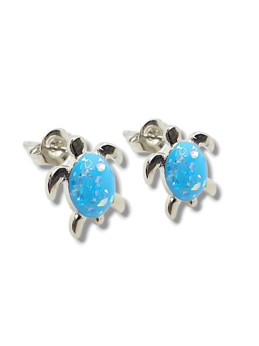Turtle opal studs stainless steel 3mm