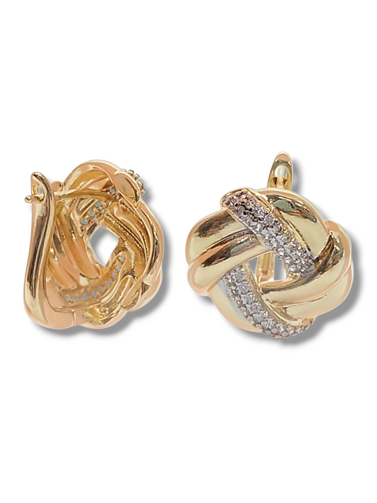 Two tons donut diamond French back earrings
