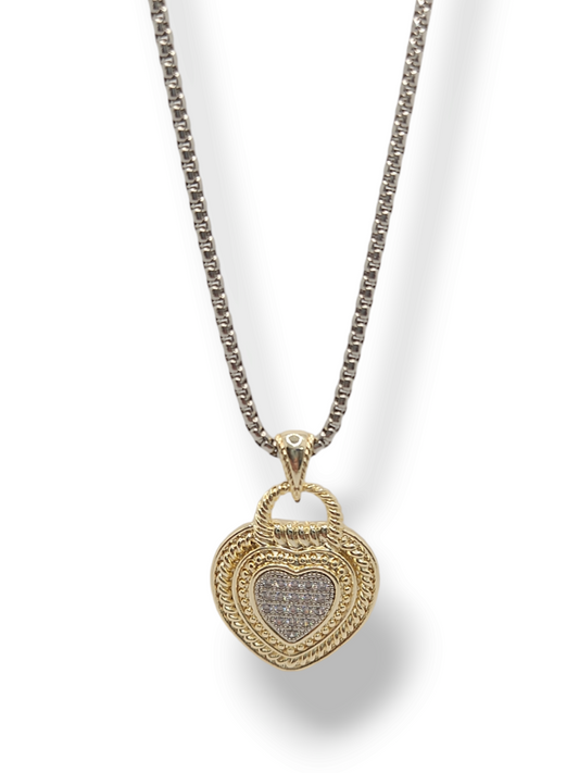 Lock-heart  pendant 36" necklaces stainless steel