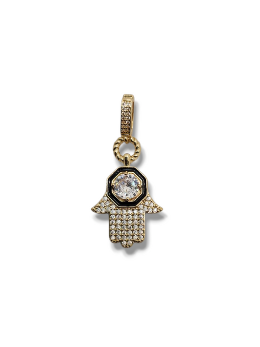 Hand of god Zirconia Pave stone pendants 18k gold plated