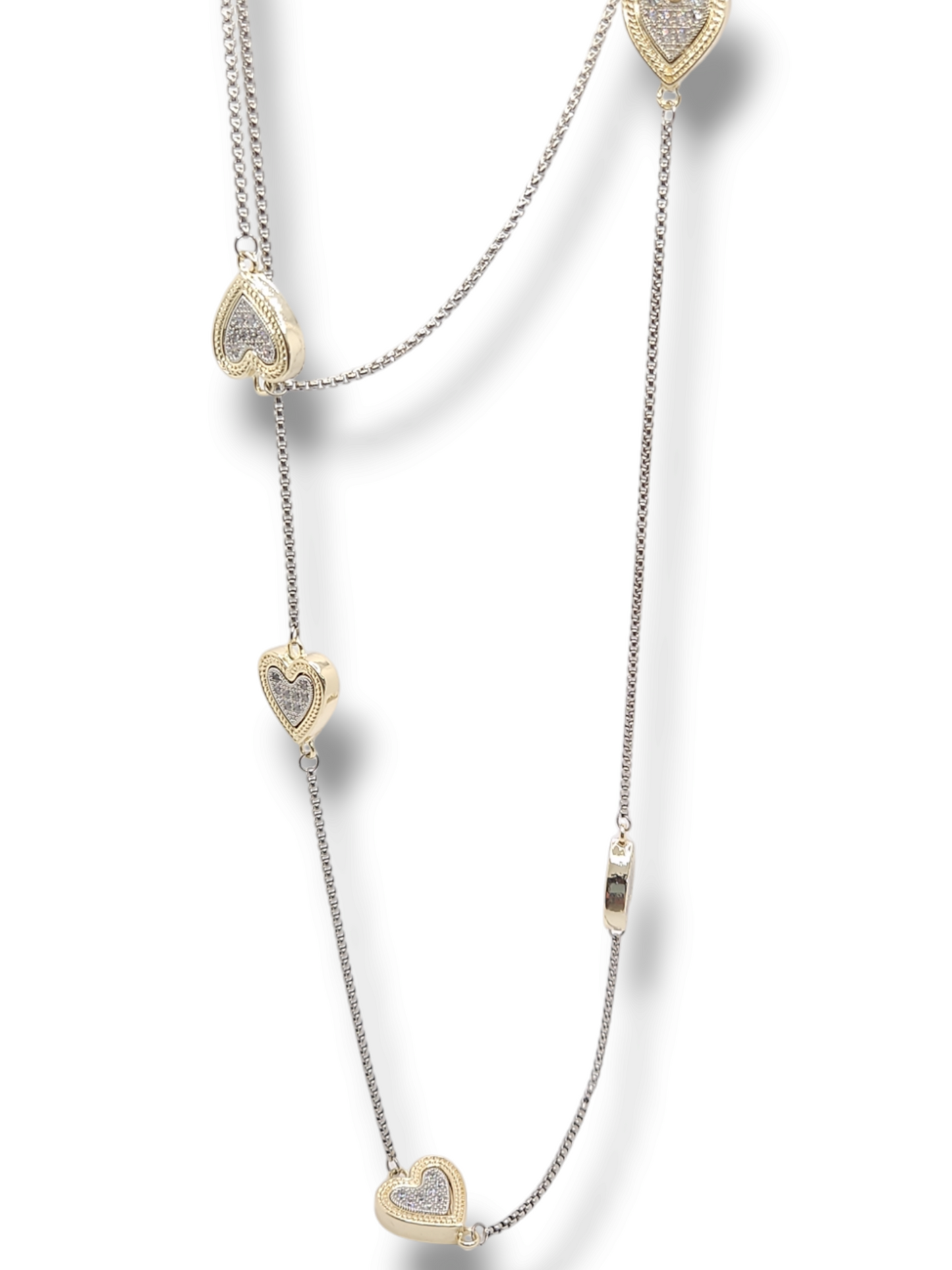 Multi- heart chain  39" necklaces stainless steel