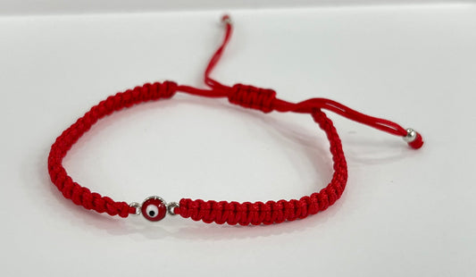 SMALL EYE  RED MACRAME STRING