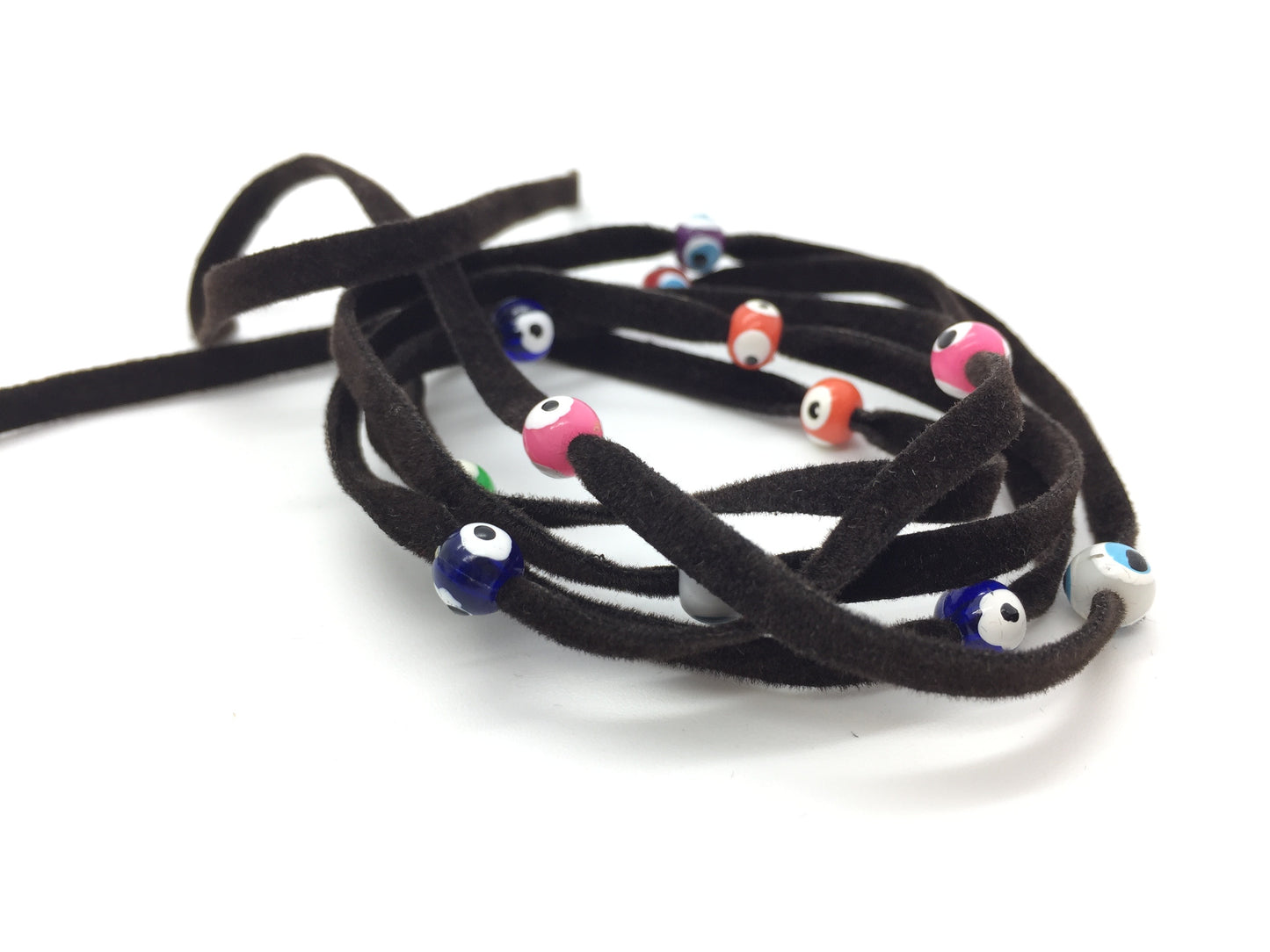 Turkish Evil Eye Wrap Bracelets Velvet String Kabbalah Blue Beads Protector Luck