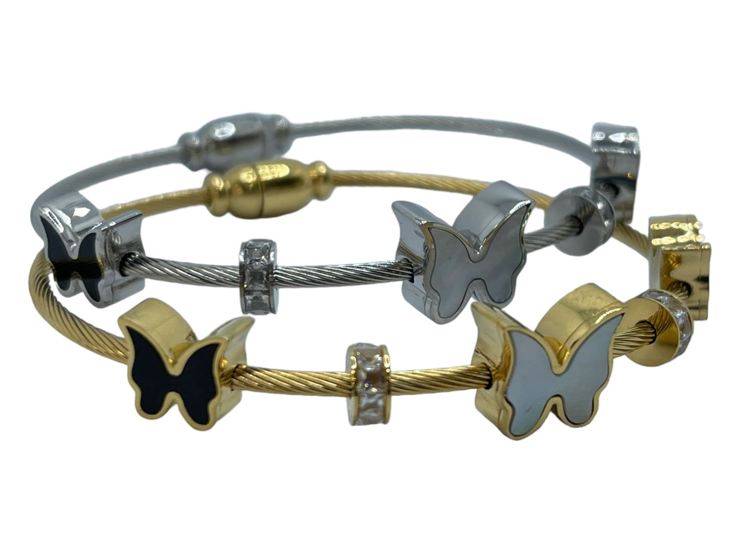 Cable shell butterfly and heart bangle