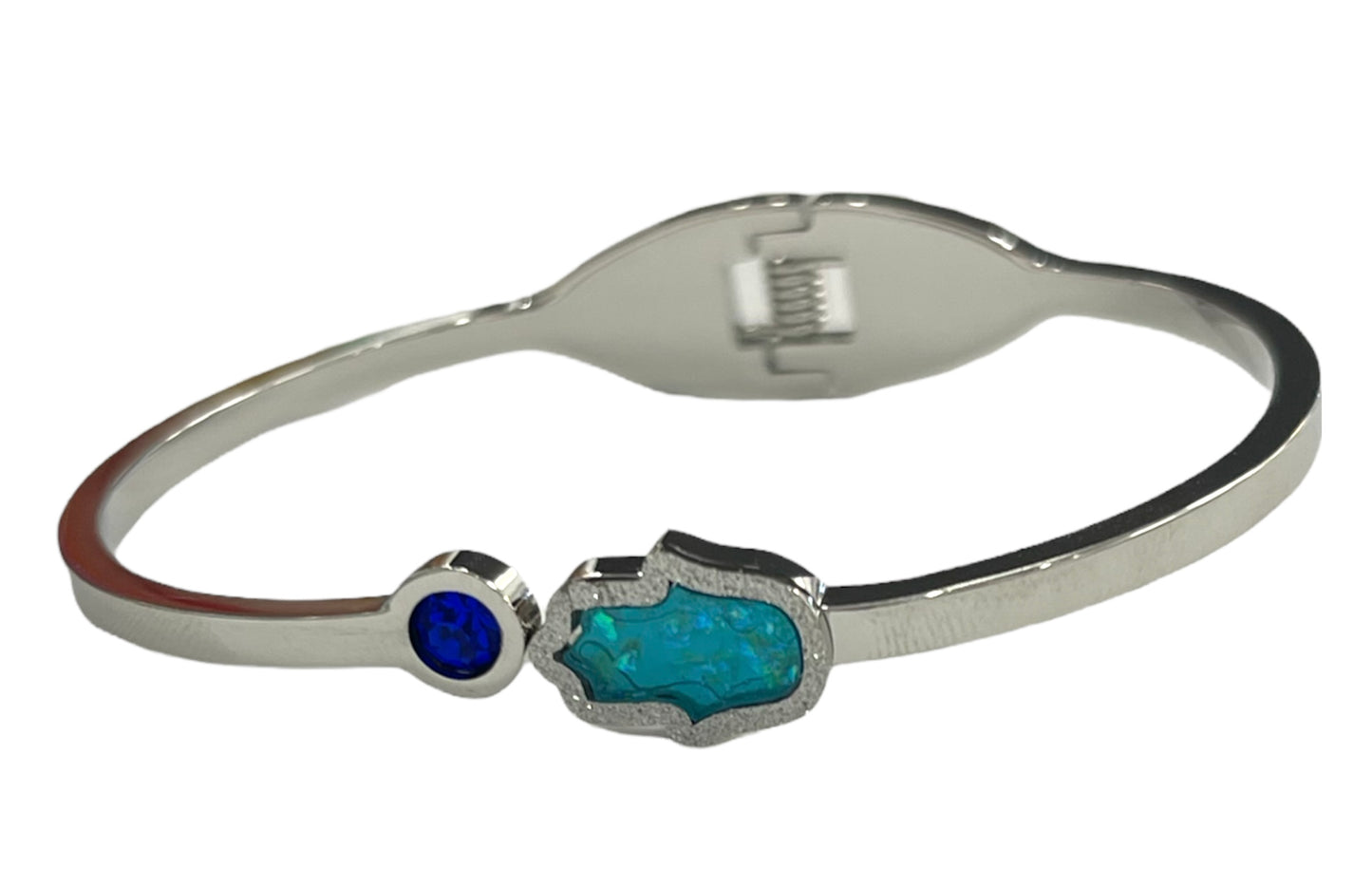 HAMSA STEEL SHELL - OPAL BANGLE