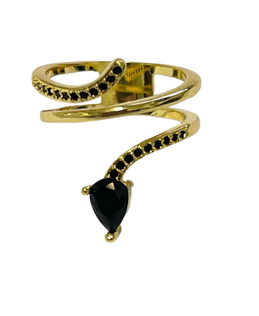 Snake ring Zirconia Black size 7"