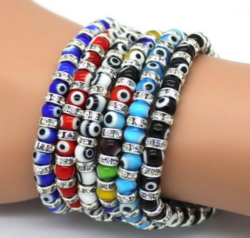 Evil Eye CZ beads bracelet