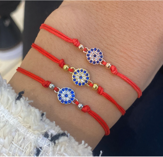 18k GP EVIL EYE RED STRING