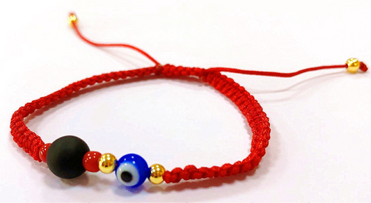 Azabache with blue evil eye red string