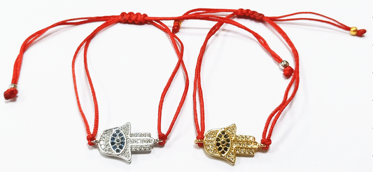 HAMSA EYE FULL CZ RED STRING